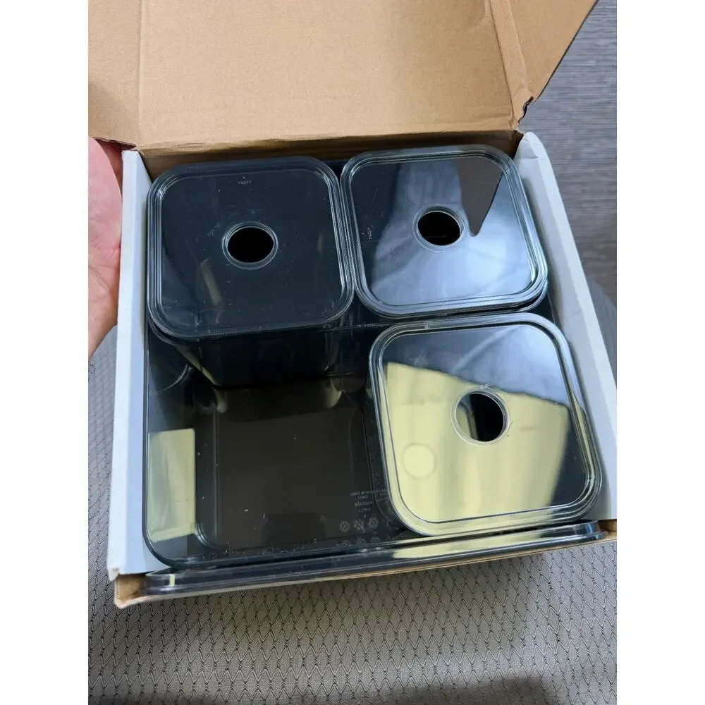 IKEA VISSLAAN VISSLAÅN Box With Lid Set Of 5 Gray 905.545.38 NEW